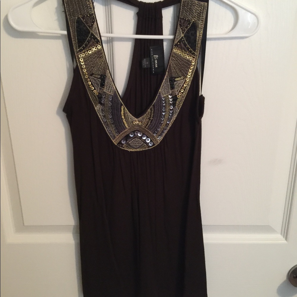 Brown Beaded Tank